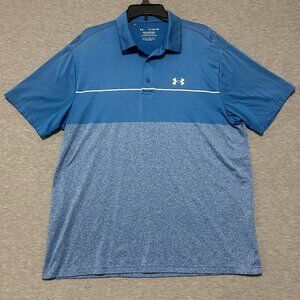 Under Armour The Playoff Polo Shirt Mens XL Blue White Golf Performance SS